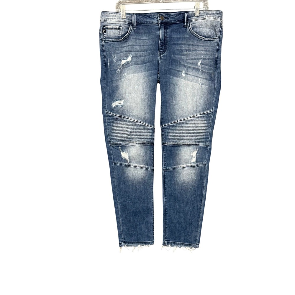 Kancan Moto Jeans Womens 15/31 Blue Distressed Skinny Frayed Hem KC8201D